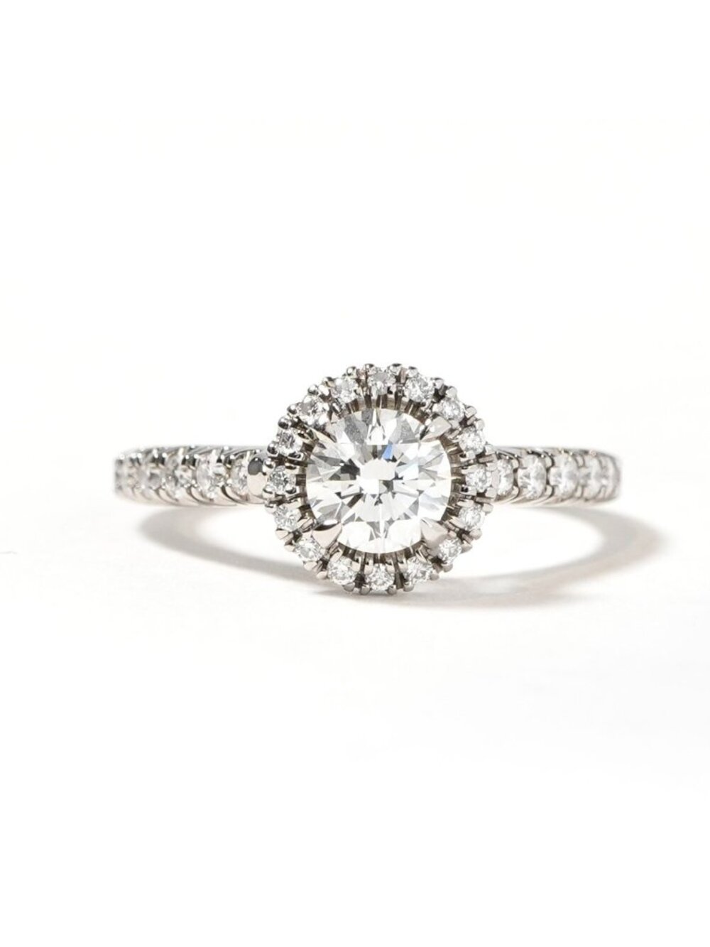 Cartier Destinee Solitaire Halo Encircle Ring Silver